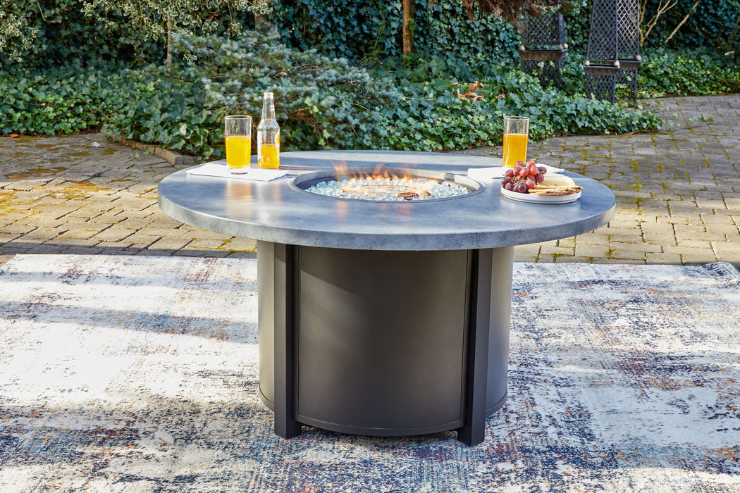 Coulee Mills - Gray / Black - Round Fire Pit Table