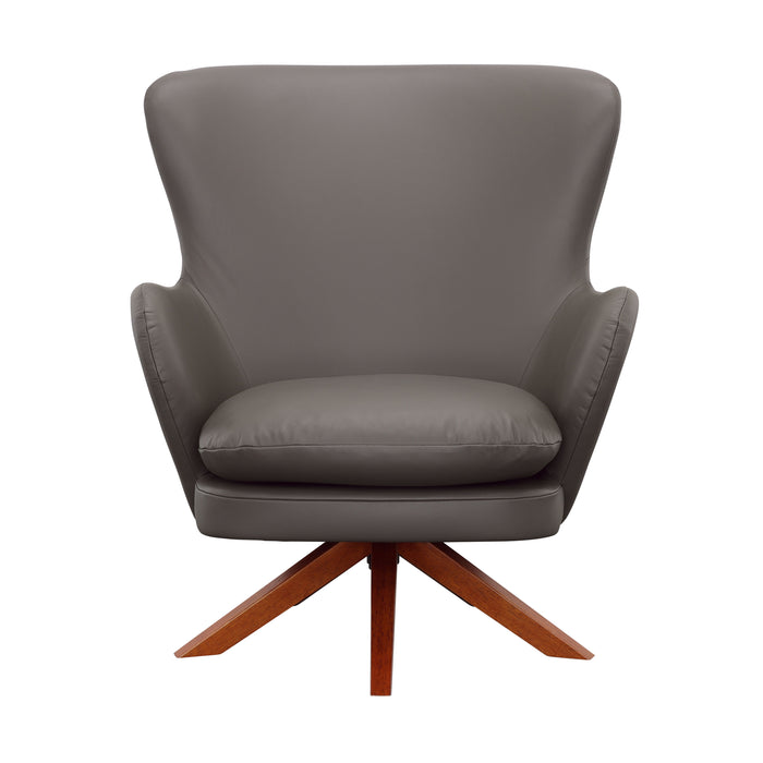 Gideon - Swivel Accent Chair - Gray / Warm Walnut