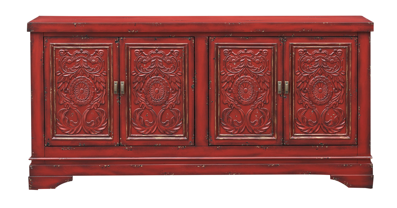 Rogan - Four Door Credenza - Soladet Vintage Red