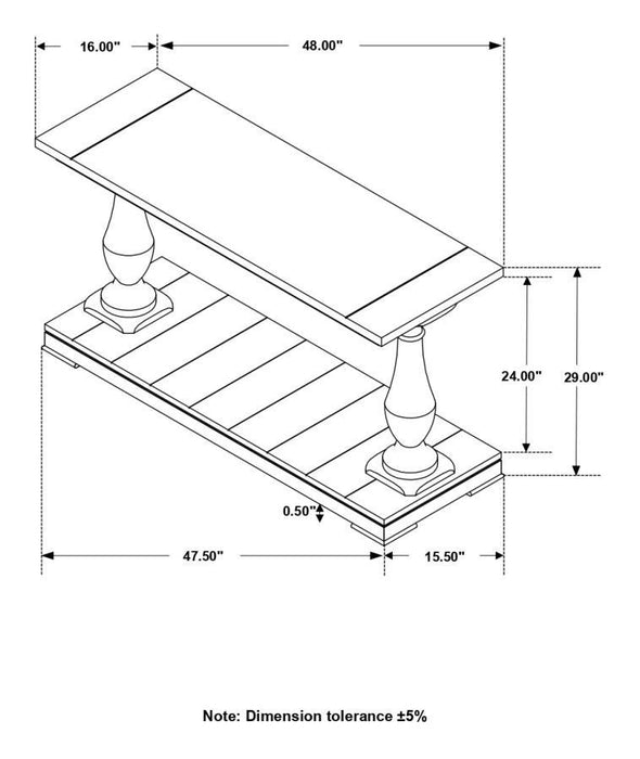 Walden - Rectangular Sofa Table With Turned Legs And Floor Shelf - Coffee