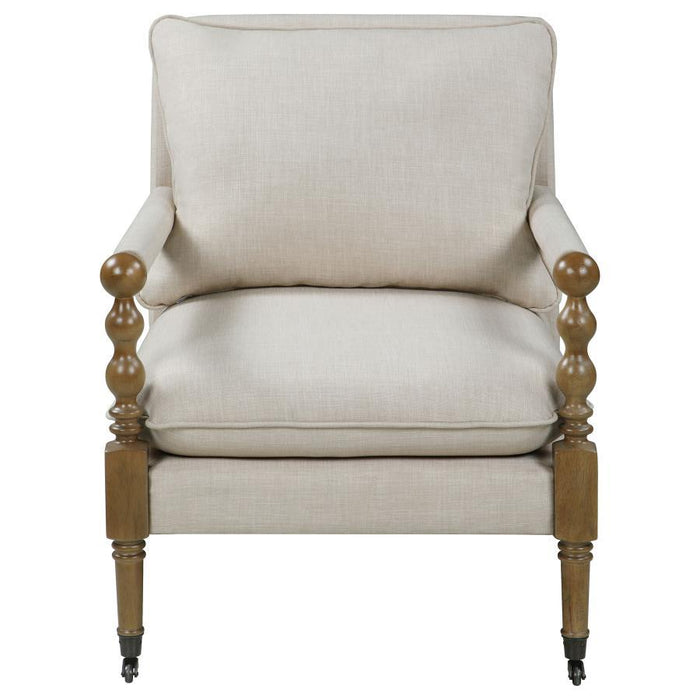 Dempsy - Upholstered Accent Chair With Casters - Beige