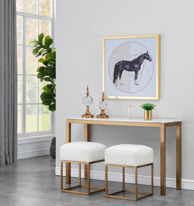 Lesha - Marble Top Console Table (2 Cartons) - Avalon Gold / White Marble