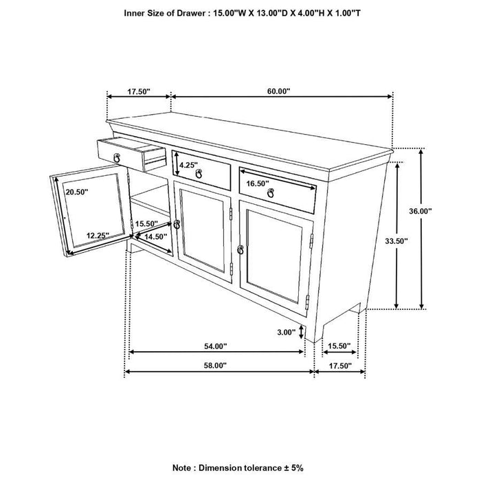 Henry - 3-Door Accent Cabinet Reclaimed Wood