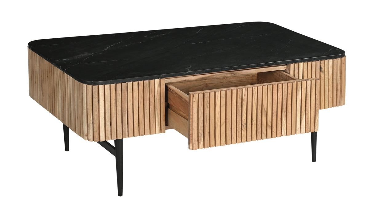 Easton - One Drawer Cocktail Table - Natural / Black