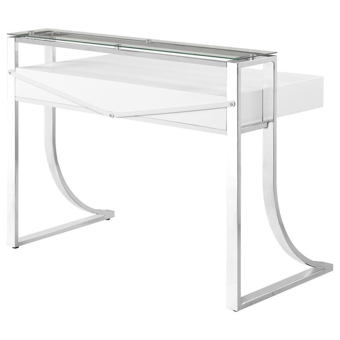 Gemma - 2-Drawer Writing Desk - Glossy White And Chrome