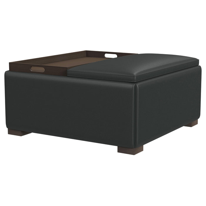 Paris - Multifunctional Upholstered Storage Ottoman With Utility Tray - Black