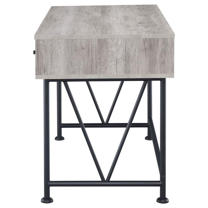 Analiese - 3-Drawer Writing Desk - Gray Driftwood And Black