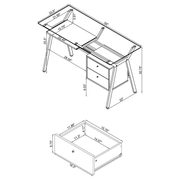 Weaving - 2-Drawer Computer Desk - Black