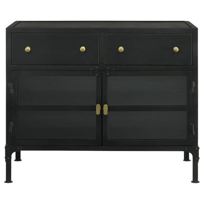 Sadler - 2-Drawer Accent Cabinet With Glass Doors - Black