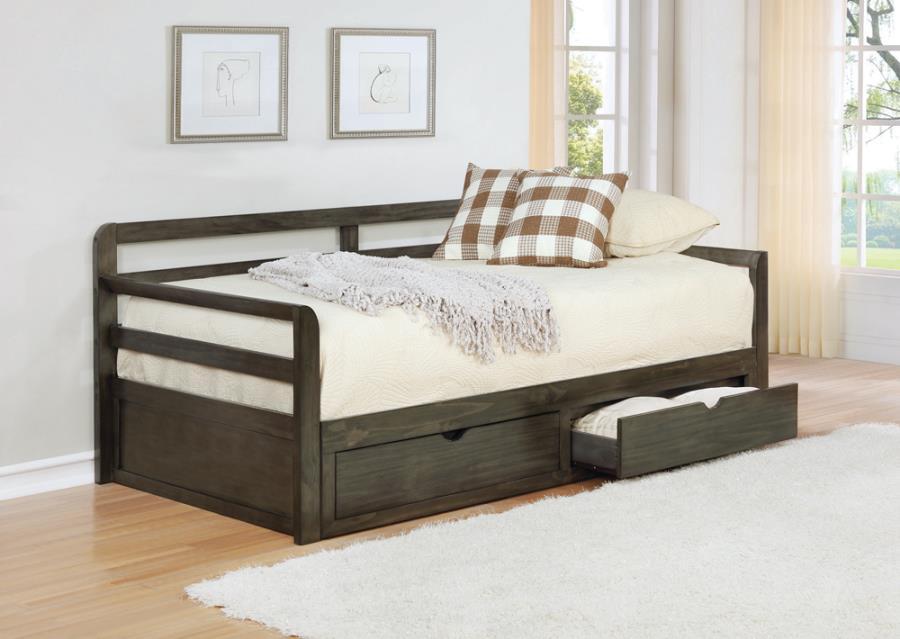 Sorrento - 2-Drawer Twin Daybed With Extension Trundle - Grey