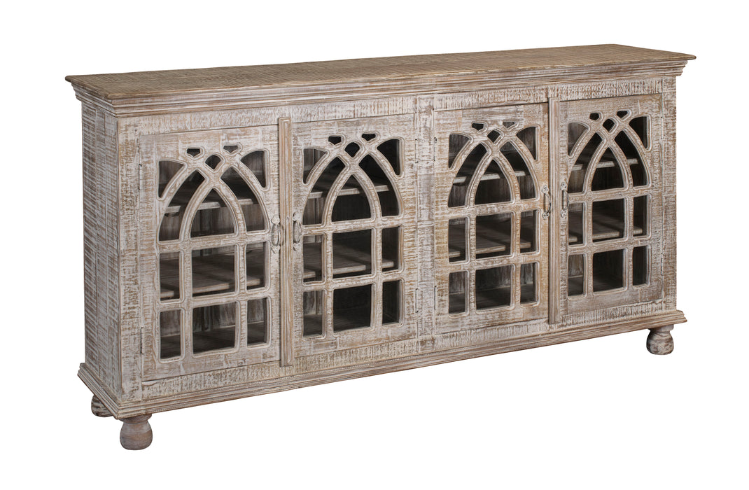 Kingsley - Four Door Credenza - Cathedral White Wash