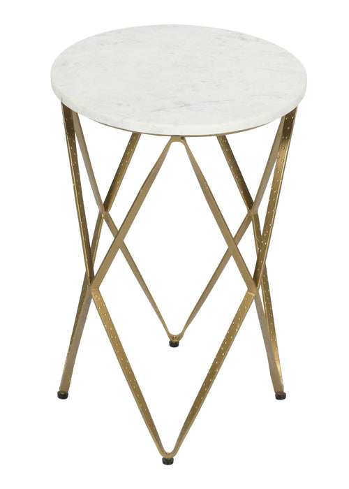 Audrey - Accent Table - Tulle White / Brassy