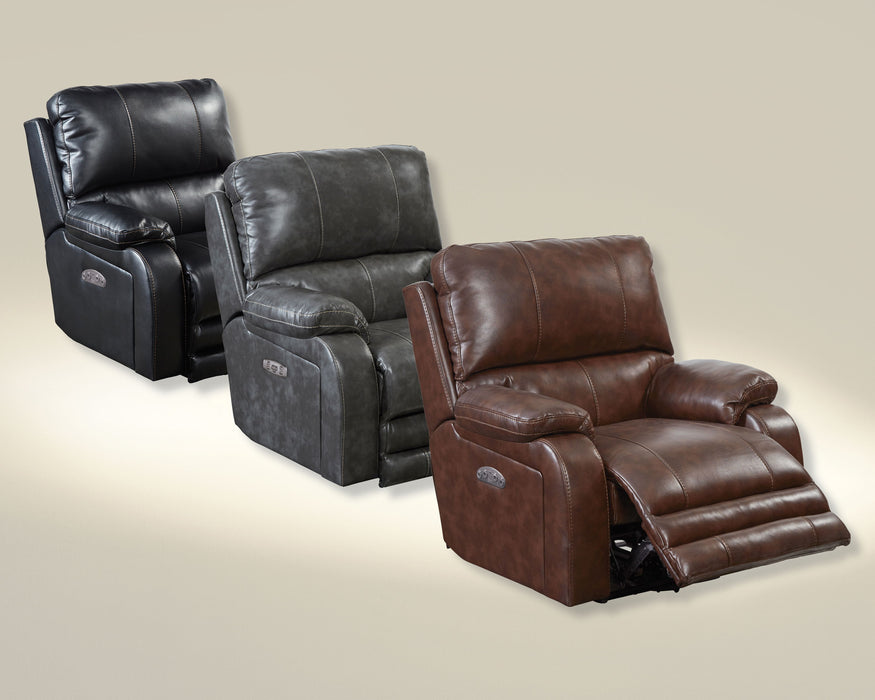 Thornton - Power Headrest Power Lay Flat Recliner - Faux Leather