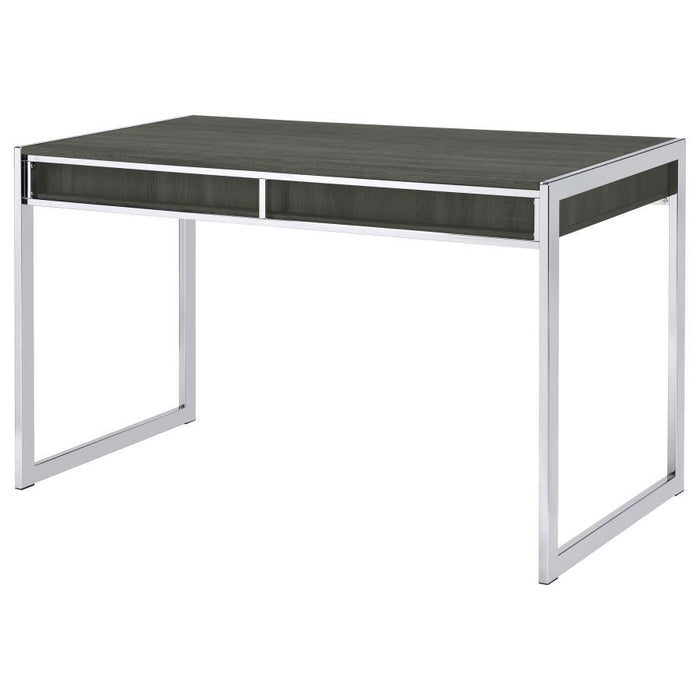 Wallice - 2-Drawer Writing Desk Weathered Gray And Chrome - Weathered Gray