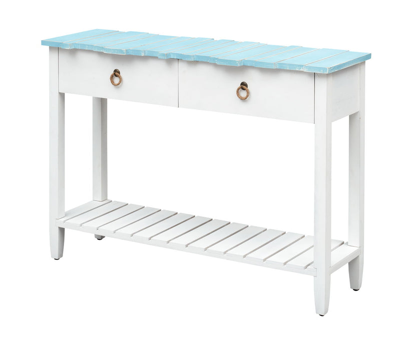 Boardwalk - Plank Style Top Table With Open Slatted Lower Shelf