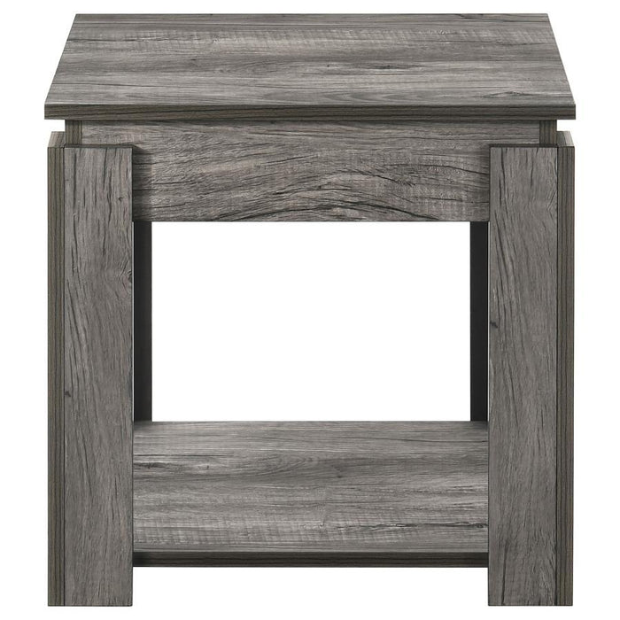 Donal - 3 Piece Occasional Set With Open Shelves - Weathered Gray