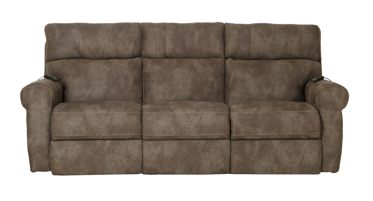 Tranquility - Power Headrest Power Lay Flat Reclining Sofa With DDT / CR3 Heat / Massage / Lumbar - Pewter - Faux Leather