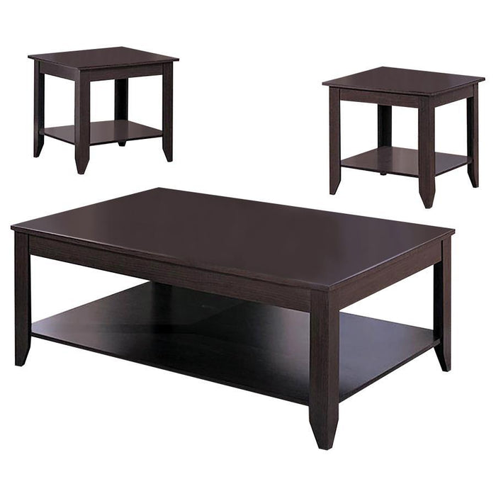 Brooks - 3-Piece Occasional Table Set With Lower Shelf - Cappuccino