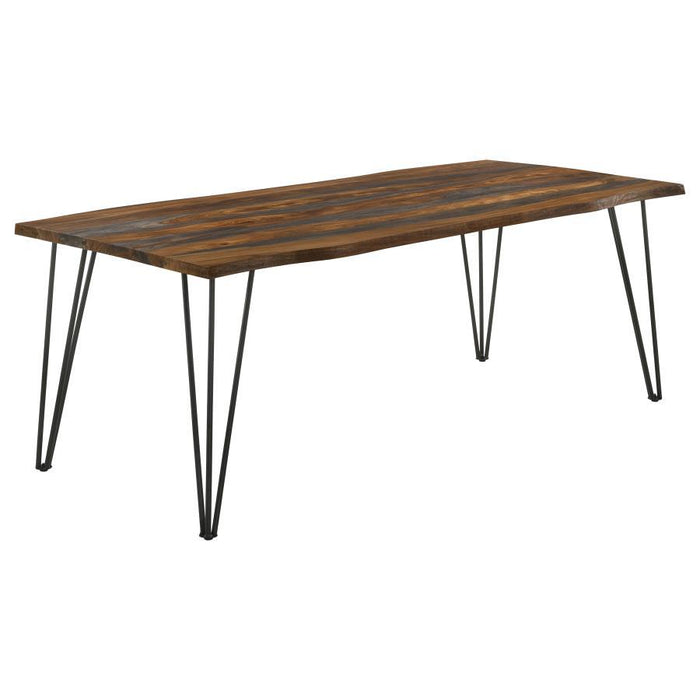 Neve - Live-Edge Dining Table With Hairpin Legs - Sheesham Grey and Gunmetal