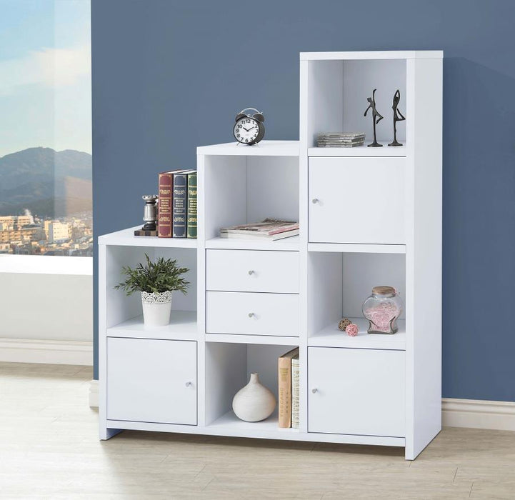 Spencer - Bookcase With Cube Storage Compartments - White