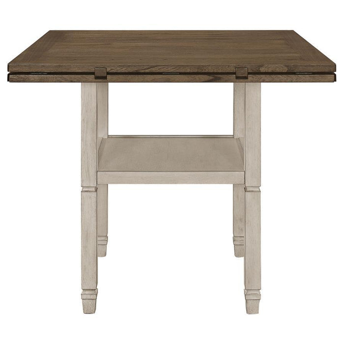 Sarasota - Counter Height Table With Shelf Storage - Nutmeg And Rustic Cream