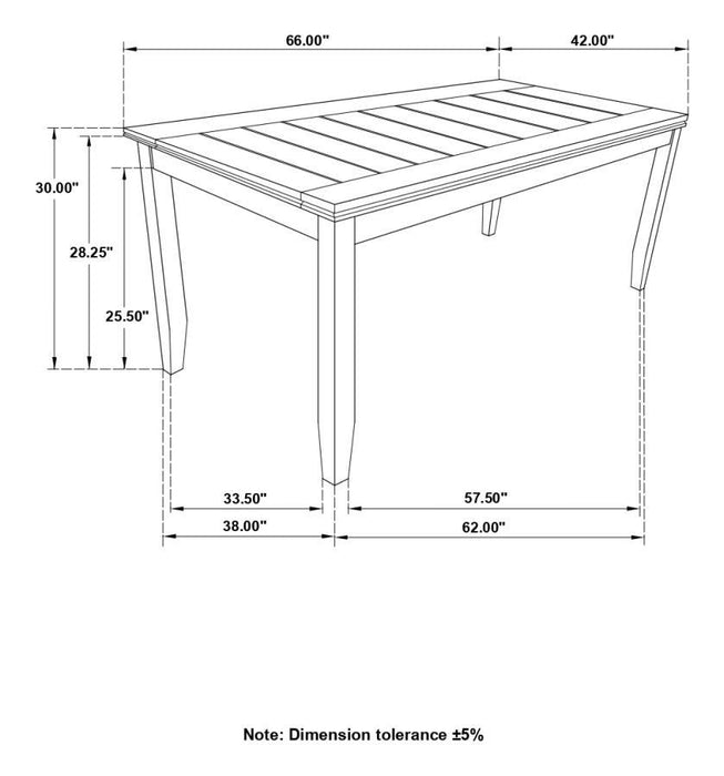 Dalila - Rectangular Plank Top Dining Table - Dark Grey