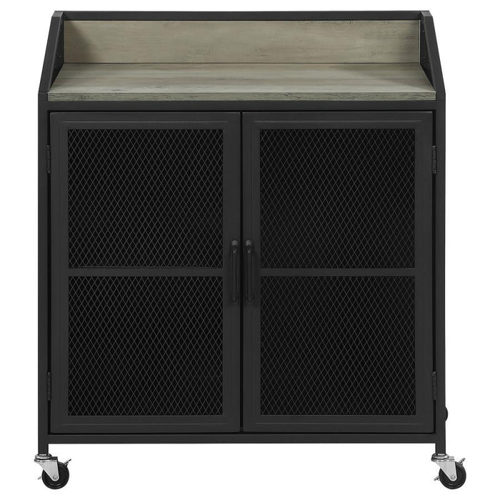 Arlette - Wine Cabinet With Wire Mesh Doors - Gray Wash And Sandy Black