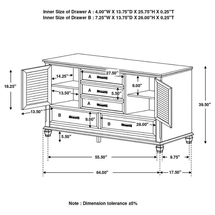 Franco - 5-drawer Dresser