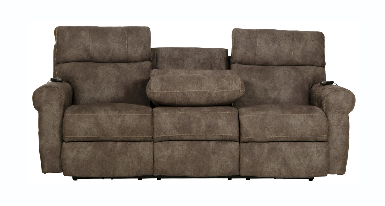 Tranquility - Power Headrest Power Lay Flat Reclining Sofa With DDT / CR3 Heat / Massage / Lumbar - Pewter - Faux Leather