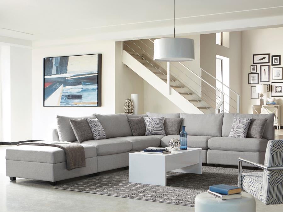Cambria - 6-Piece Upholstered Modular Sectional - Grey