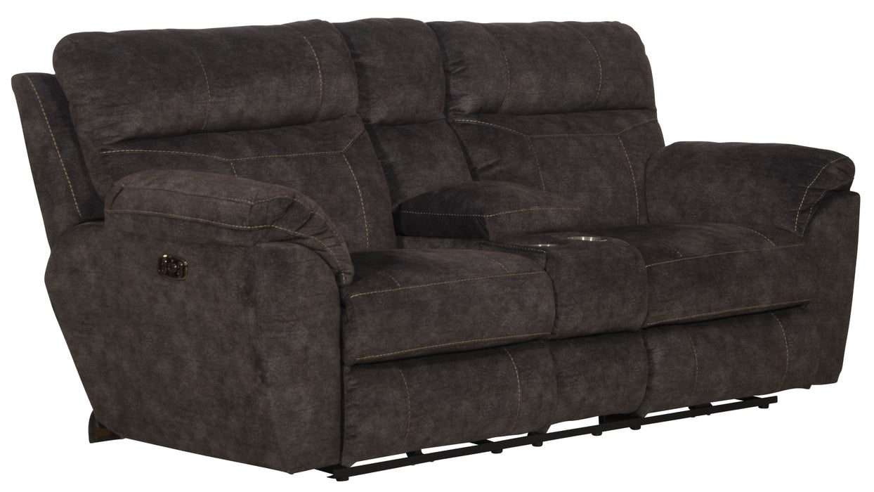 Sedona - Power Hdrst With Lumbar Lay Flat Reclining Console Loveseat With Storage & Cupholders