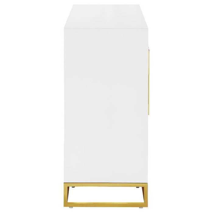 Elsa - 2-Door Accent Cabinet With Adjustable Shelves - White And Gold