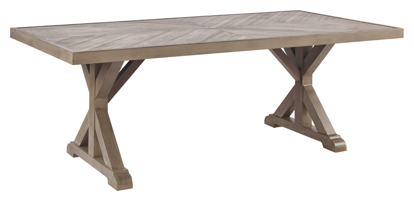 Beachcroft - Beige - Rect Dining Table W/Umb Opt
