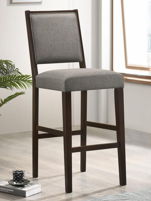 Bedford - Upholstered Open Back Bar Stools With Footrest (Set of 2) - Gray and Espresso
