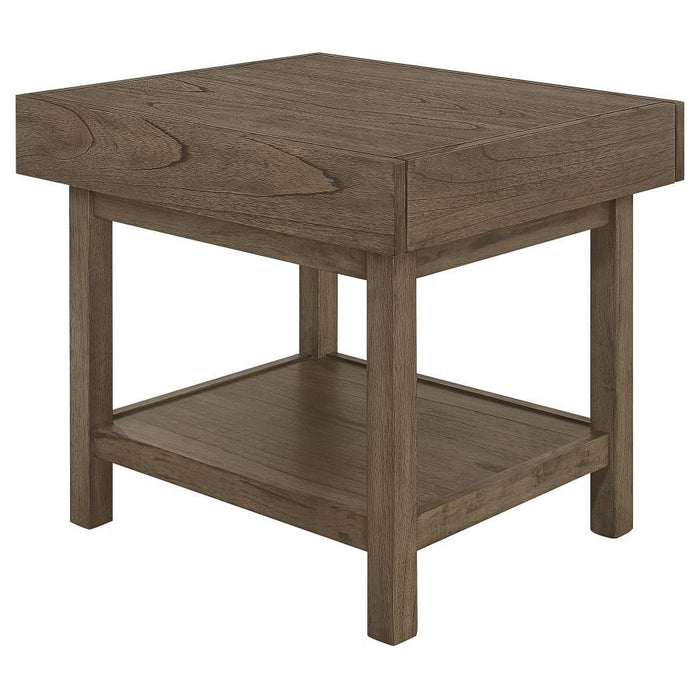 Owen - Rectangle End Table With Shelf - Brown