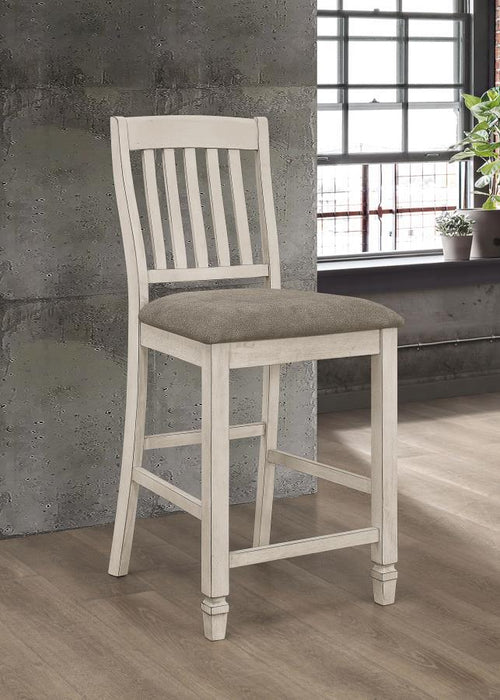 Sarasota - Slat Back Counter Height Chairs (Set of 2) - Grey and Rustic Cream