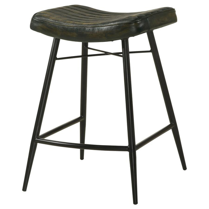 Bayu - Leather Upholstered Saddle Seat Backless Counter Height Stool (Set of 2)