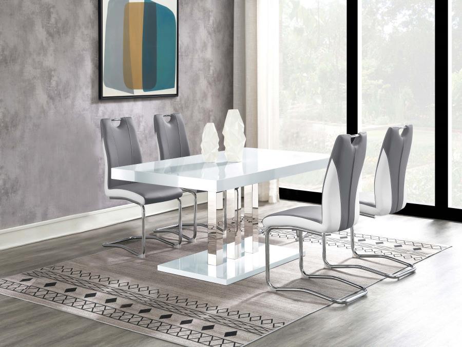 Brooklyn - 5-Piece Dining Set - White and Chrome